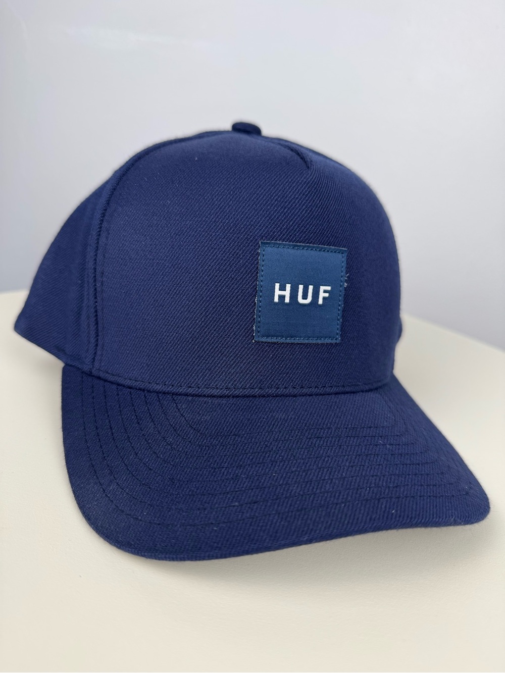 HUF Essentials Navy Box Logo Snapback Hat